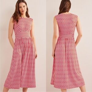 Boden Red and White Sleeveless Dress